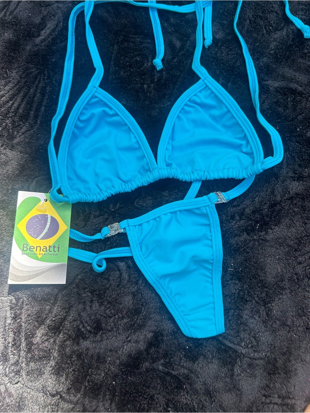 Kids Bright Blue Triangle Bikini Set